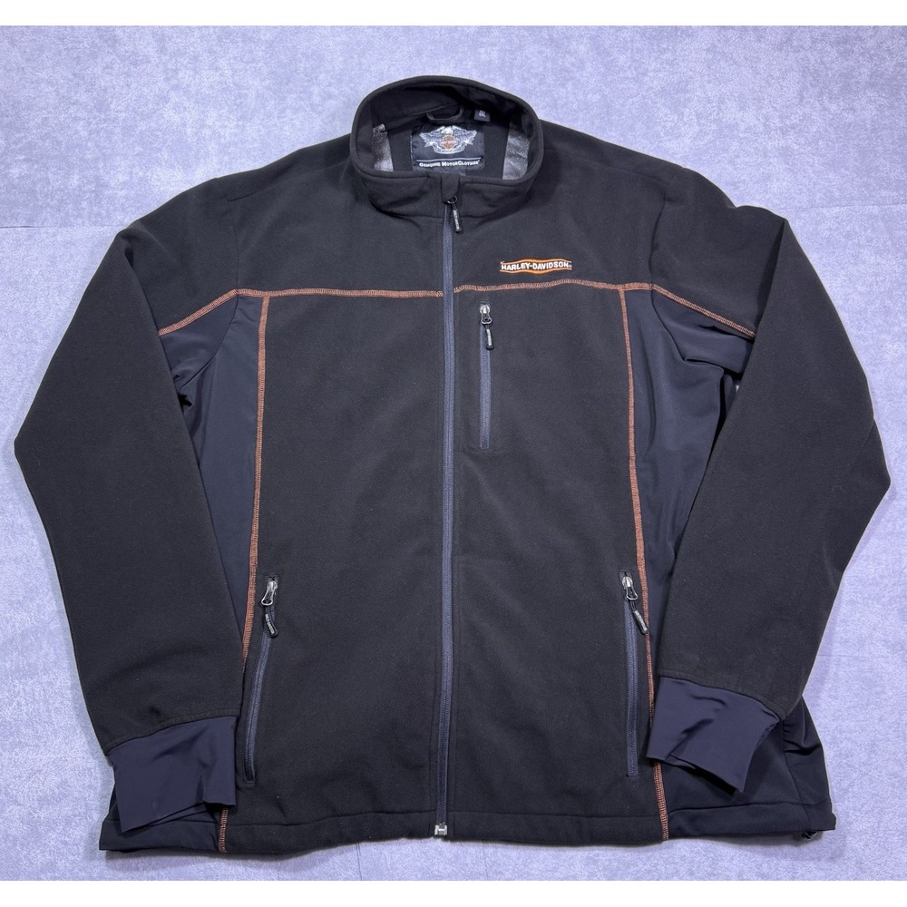 Harley Davidson Jacket Mens 3XLT Tall Performance Fleece Black Biker Utility USA